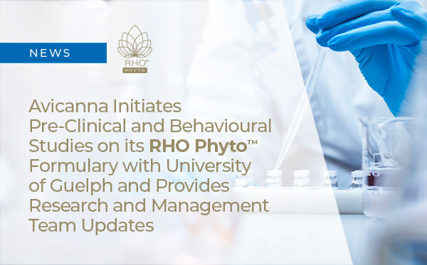 Avicanna Initiates Pre-Clinical and Behavioural Studies on its RHO Phyto™ Formulary with University of Guelph and Provides Research and Management Team Updates